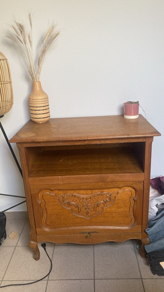 Vintage houten bijzetkastje, Enlèvement, Comme neuf
