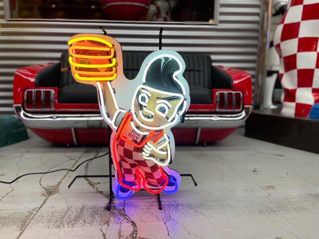 Big boy USA neon mancave diner reclame decoratie neons, Verzamelen, Ophalen of Verzenden, Nieuw, Lichtbak of (neon) lamp