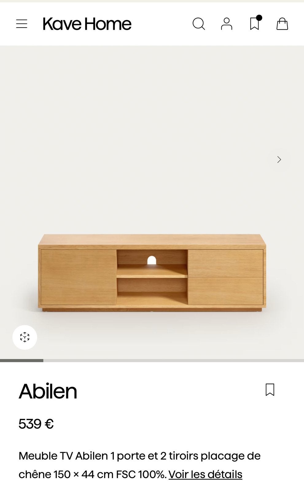 meuble TV Kave Home, Enlèvement