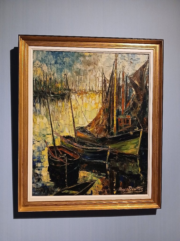 Marine olieverf op doek. Roger Desitter., Ophalen, Maritiem / water, Doek, Impressionistisch
