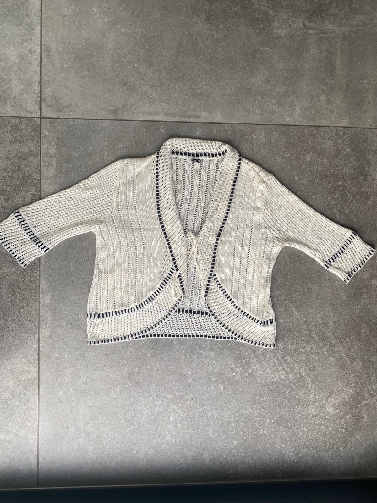 Tof wit vintage gehaakt vestje cardigan maat XL, Ophalen of Verzenden, Gedragen, Maat 46/48 (XL) of groter, Wit