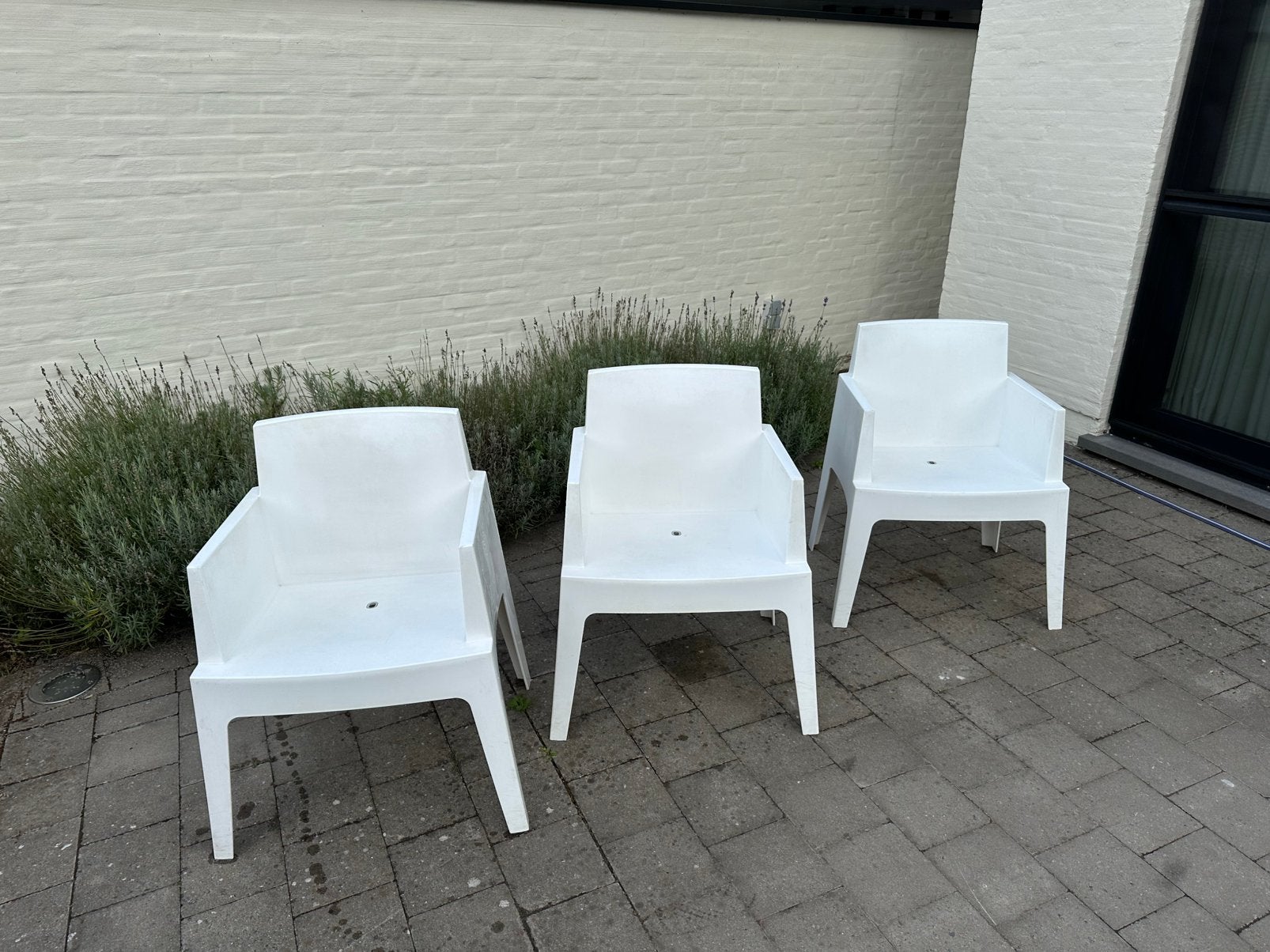 3 moderne tuinstoelen, Tuin en Terras, Ophalen, Gebruikt, Stapelbaar