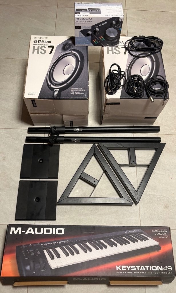 Studio Set: Yamaha HS7 + M-Audio MIDI & Interface, Ophalen, Zo goed als nieuw, Audio