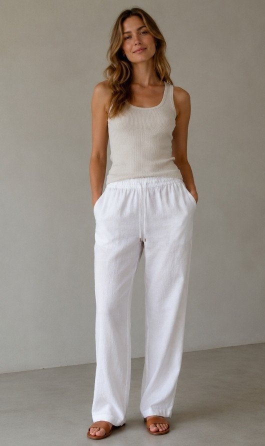 Zara witte linnen broek (maat: S.), luchtig & tijdloos ., Vêtements | Femmes, Homewear, Enlèvement ou Envoi, Taille 36 (S)