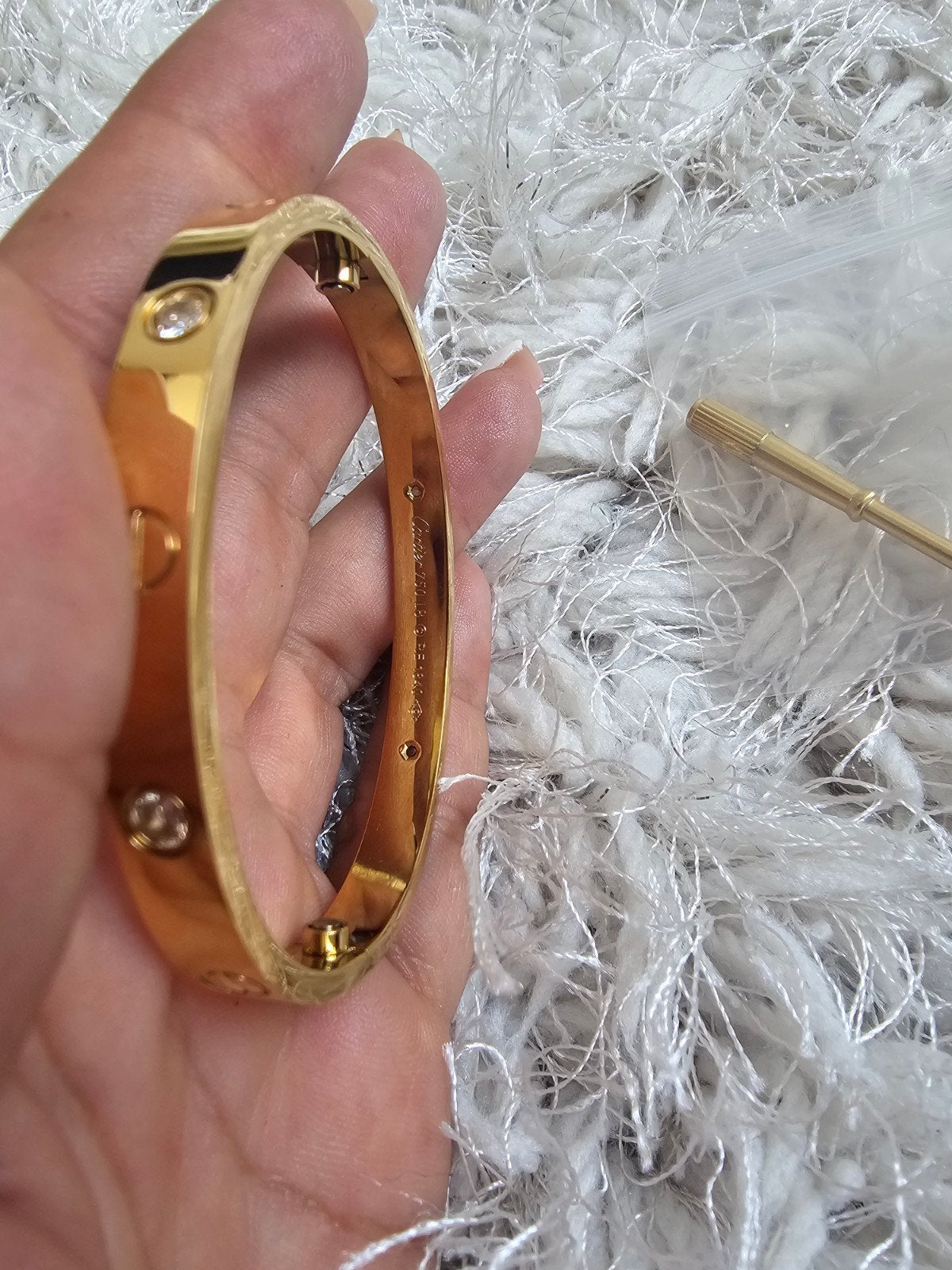 Bracelet de luxe doré avec zircone, acier inoxydable, résist, Bijoux, Sacs & Beauté, Bracelets, Neuf, Acier, Or, Envoi