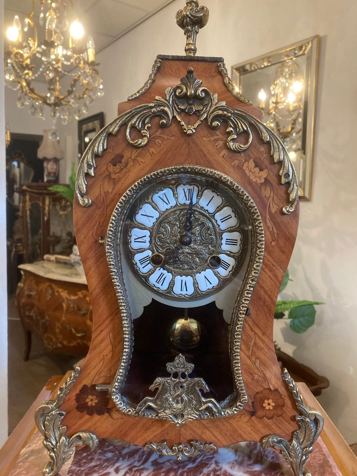 Marqueterie boulle 44 cm hoog, Antiek en Kunst, Antiek | Klokken, Ophalen