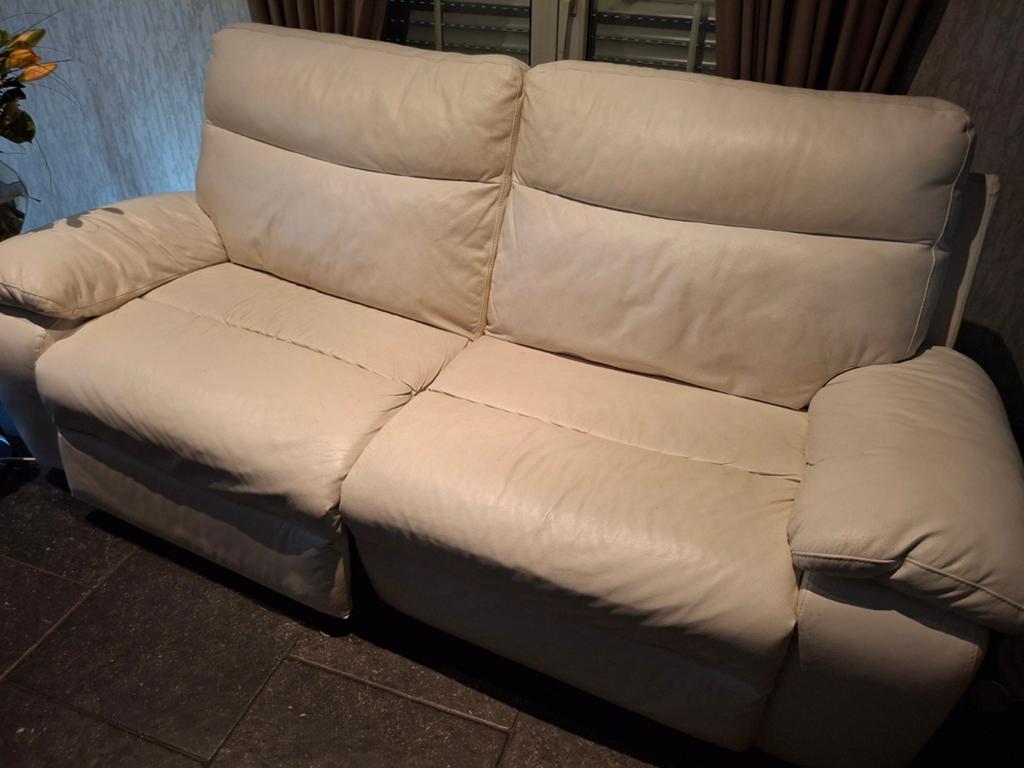 Witte leren  zetel met relax , zeer goede staat., Enlèvement, Cuir