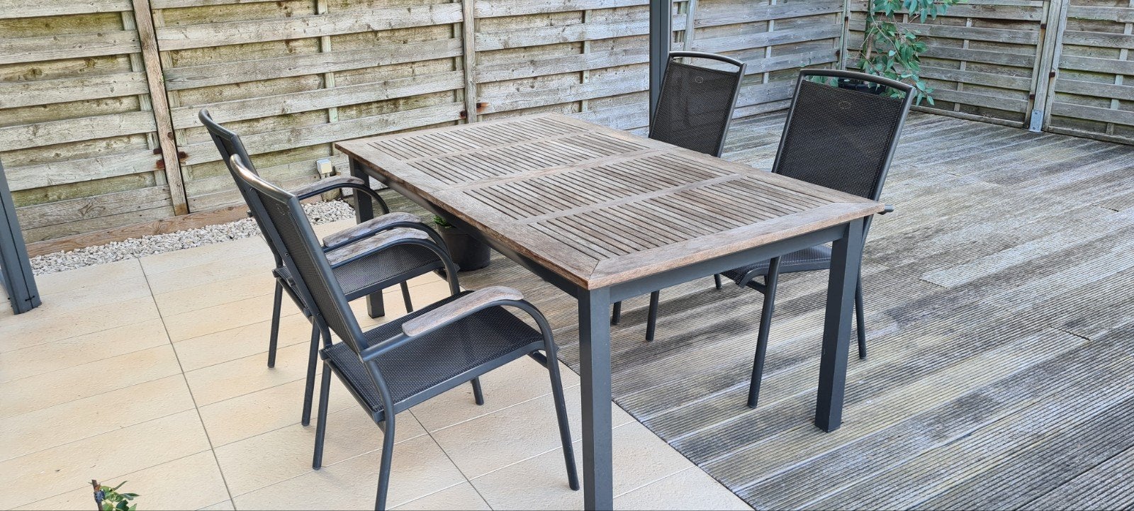 tuintafel met 4 stoelen merk Hartman, Tuin en Terras, Ophalen, 6 zitplaatsen, Aluminium, Zo goed als nieuw