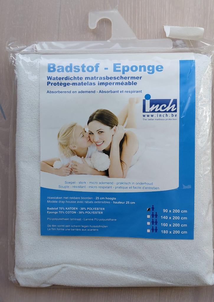 Waterdichte matrasbeschermer badstof 90x200, Huis en Inrichting, Ophalen, Gebruikt, Eenpersoons, Wit