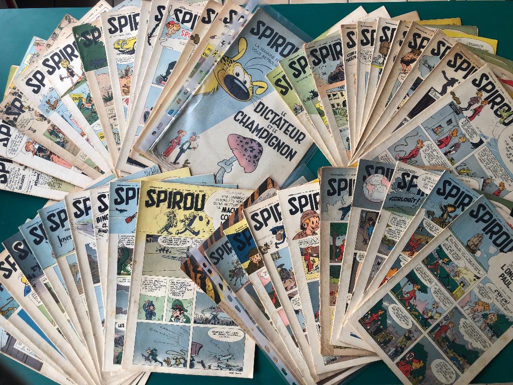 Spirou 1953 et 1954 - Lot (6) 47 fascicules entre 800 et 849, Livres, Plusieurs BD, Enlèvement, Utilisé, Jijé Franquin Peyo Will Paape Hubinon …