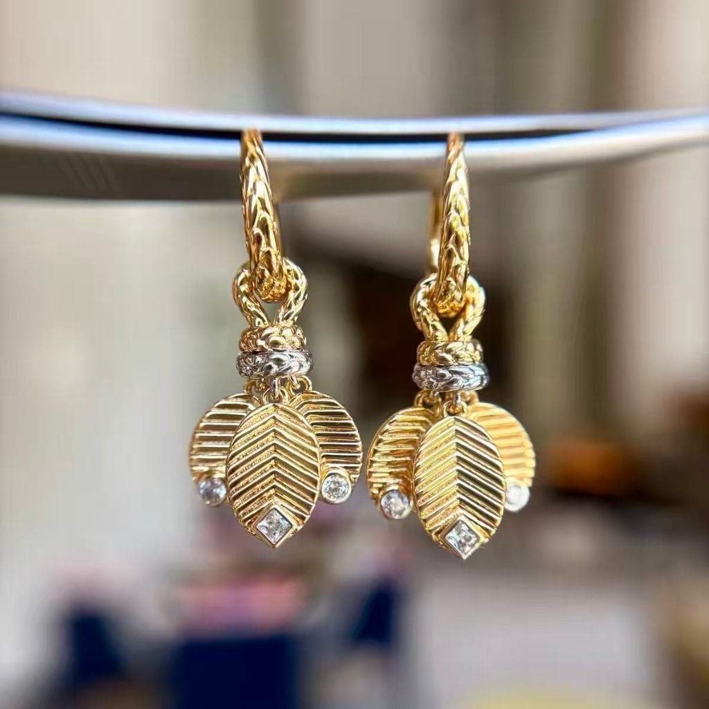 Boucles d'oreilles en grains de café au design original, Or, Avec strass, Argent, Envoi
