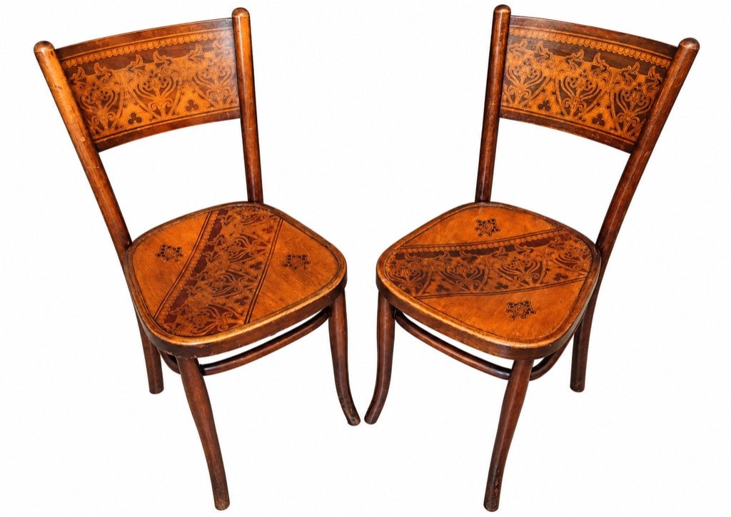 Paar Jacob & Josef Kohn stoelen Wenen 1900/1910, Ophalen, Bruin, Art nouveau, Eén