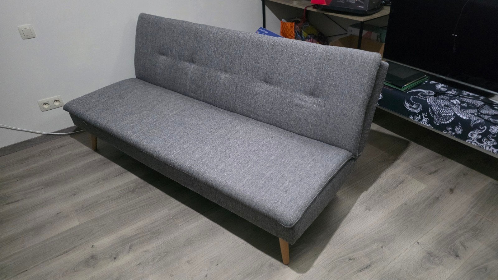 Canapé-lit Fjord pour 1 personne (183x86 cm) - Comme neuf, Enlèvement, Comme neuf, Une personne, Gris