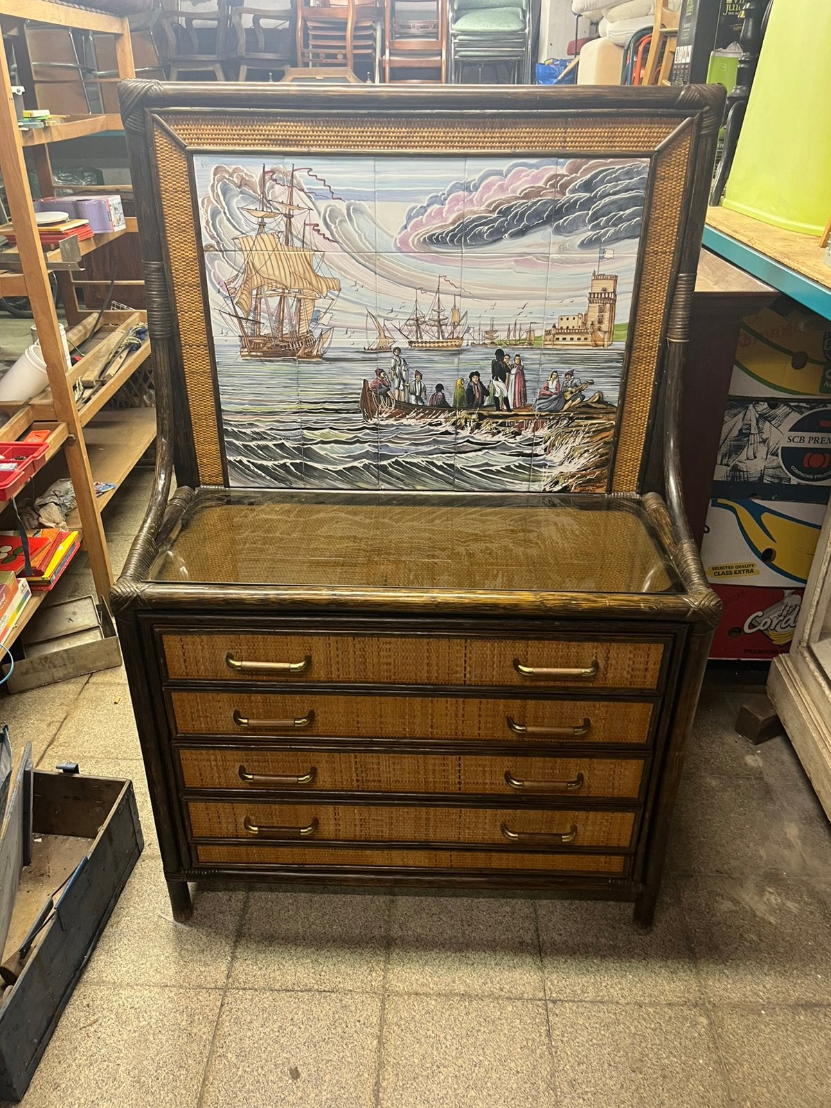 Armoire en bambou avec carrelage 1979, Enlèvement