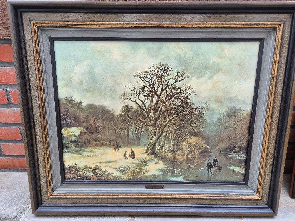 Tableau paysage rural en hiver, Peinture à l'huile, Paysage, Peint à la main, Enlèvement