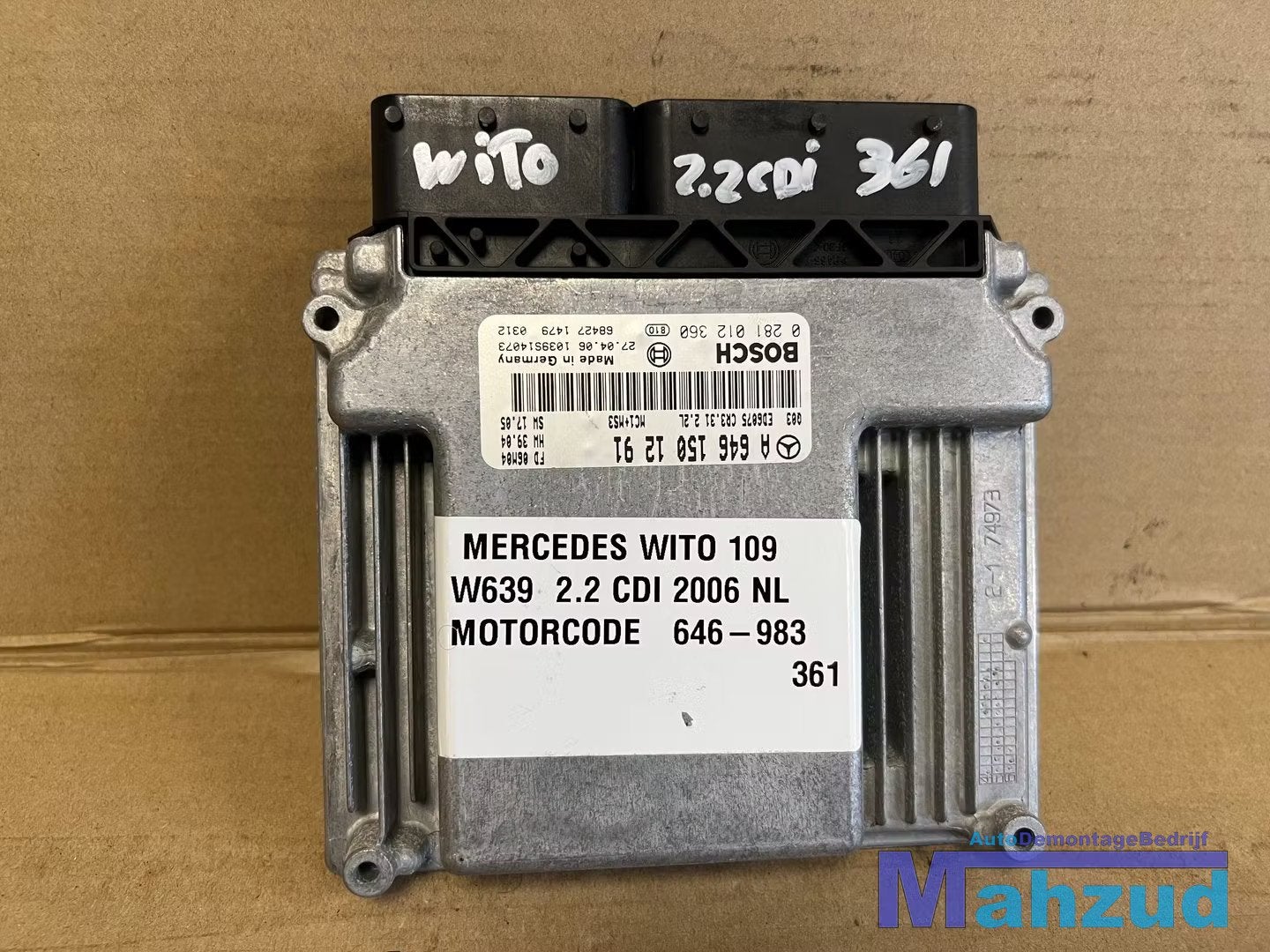 Mercedes vito W639 2.2 cdi ECU A6461501291, Mercedes-Benz AG, Mercedes-Benz, Utilisé, Mercedesstrasse 120
70372  Stuttgart, DE