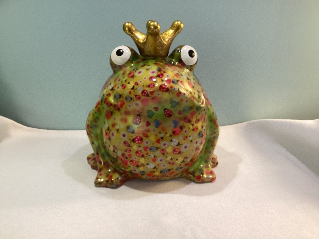 Spaarpot King Frog Freddy Ladybirds XL. 026/D., Ophalen, Nieuw, Steen, Aardewerk of Keramiek, Dier