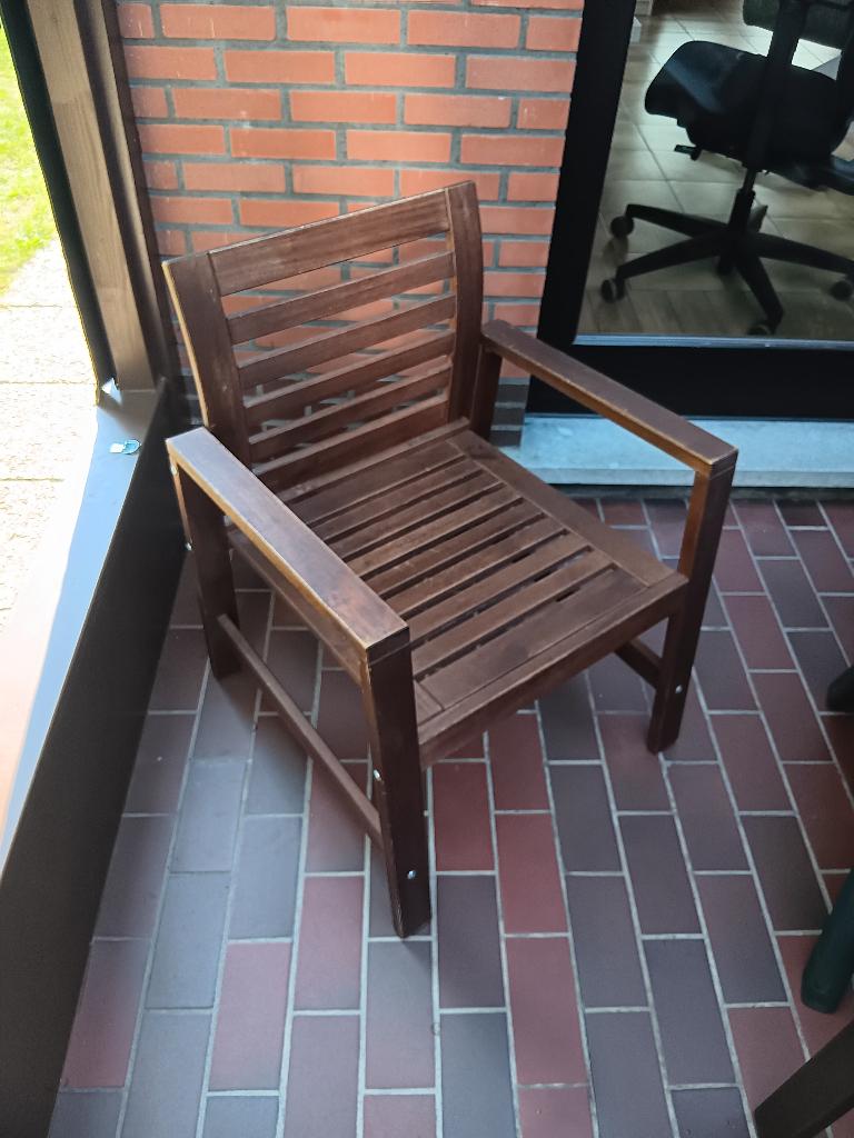 4 Houten Stoelen, Huis en Inrichting, Stoelen, Ophalen, Tuin, Gebruikt, Bruin