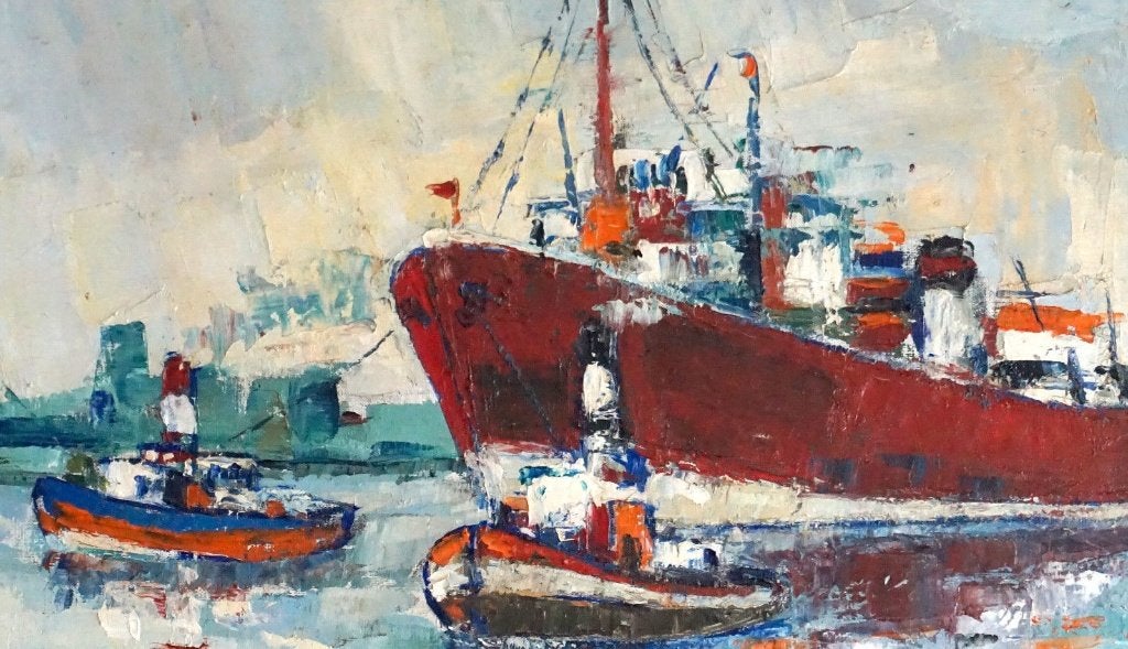 Tableau Peinture sur Toile Marine Impressionniste Signé, Antiquités & Art, Signé, Peinture à l'huile, Enlèvement, Maritime / eau