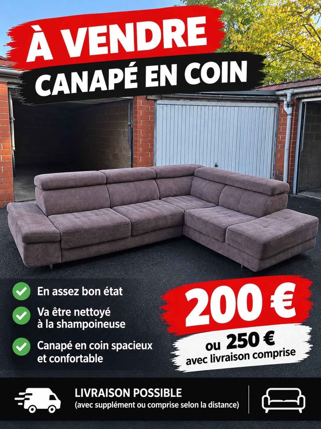 canapés, Enlèvement, Comme neuf