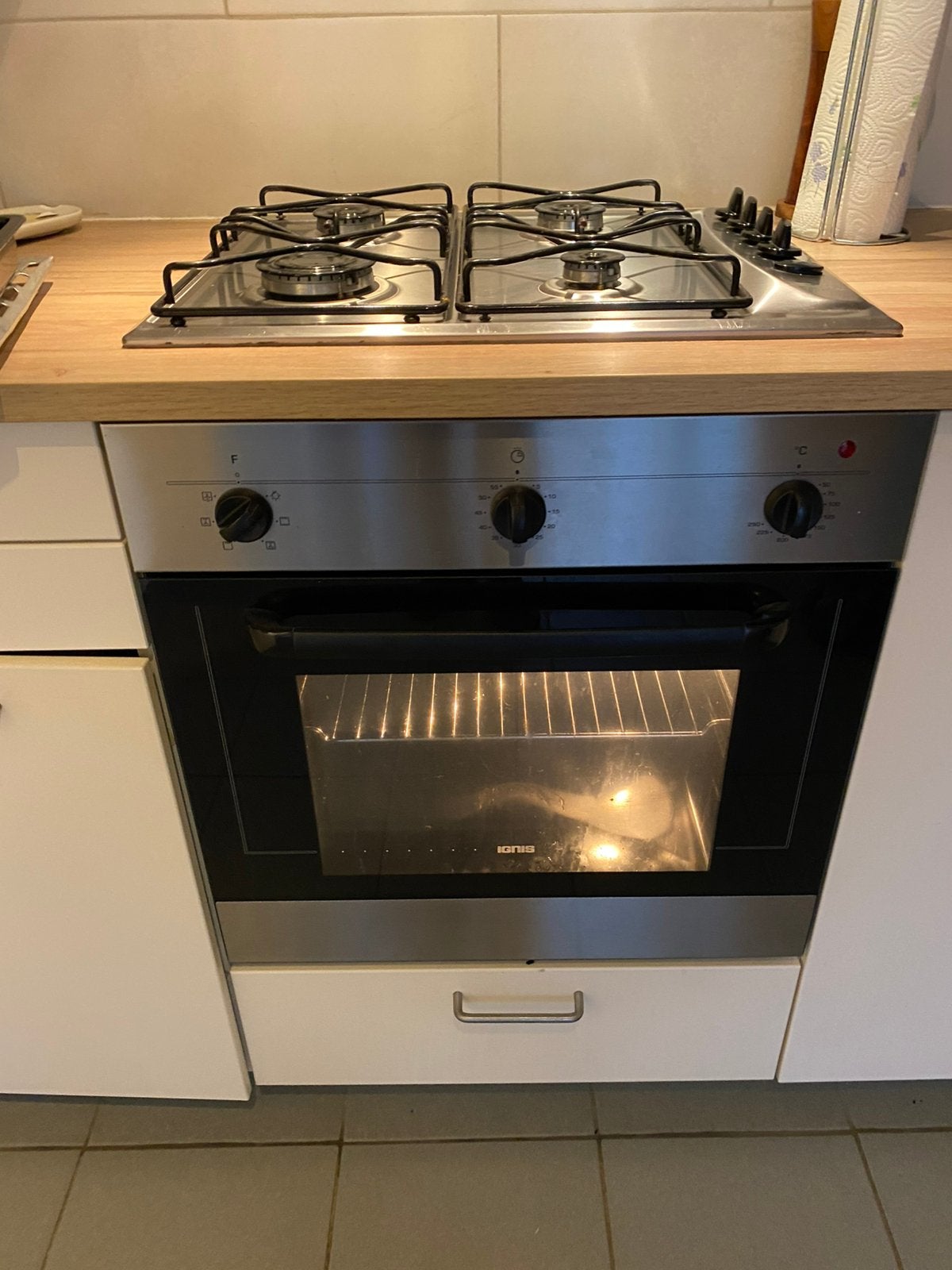 Gasvuur met oven, Ophalen, Gebruikt, 4 kookzones, Inbouw