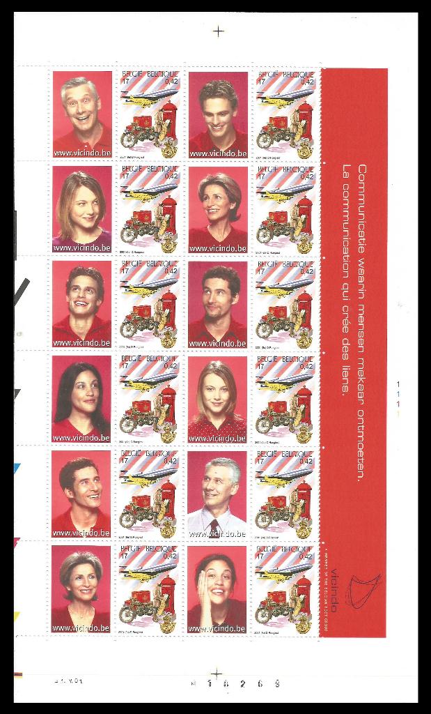 Feuille Timbres belgica 2001 500 ans Poste Européenne, Envoi, Timbre-poste, Neuf