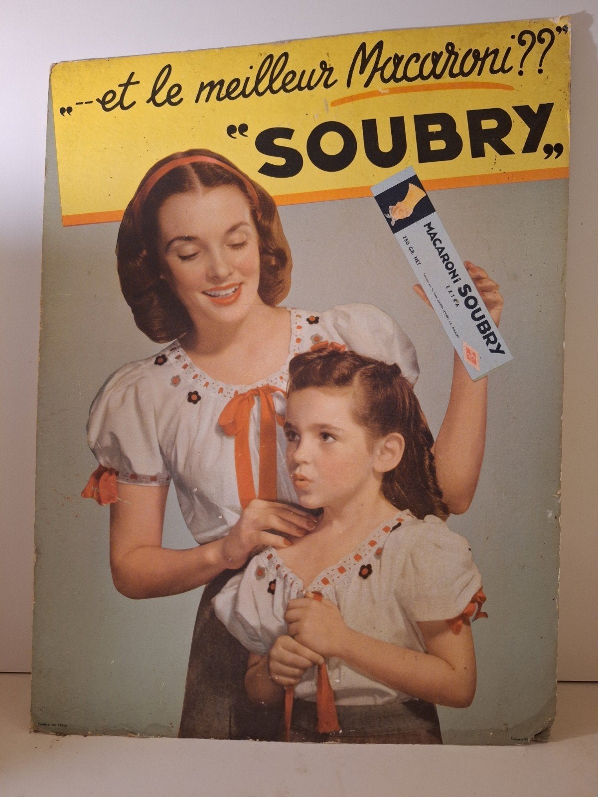 oud zeldzaam reclamebord Soubry Macaroni Roeselare jaren 60, Boeken, Ophalen