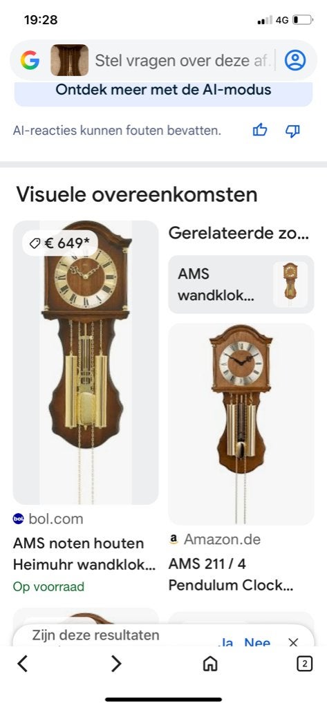 Klassieke AMS 211/4 Wandklok, Enlèvement