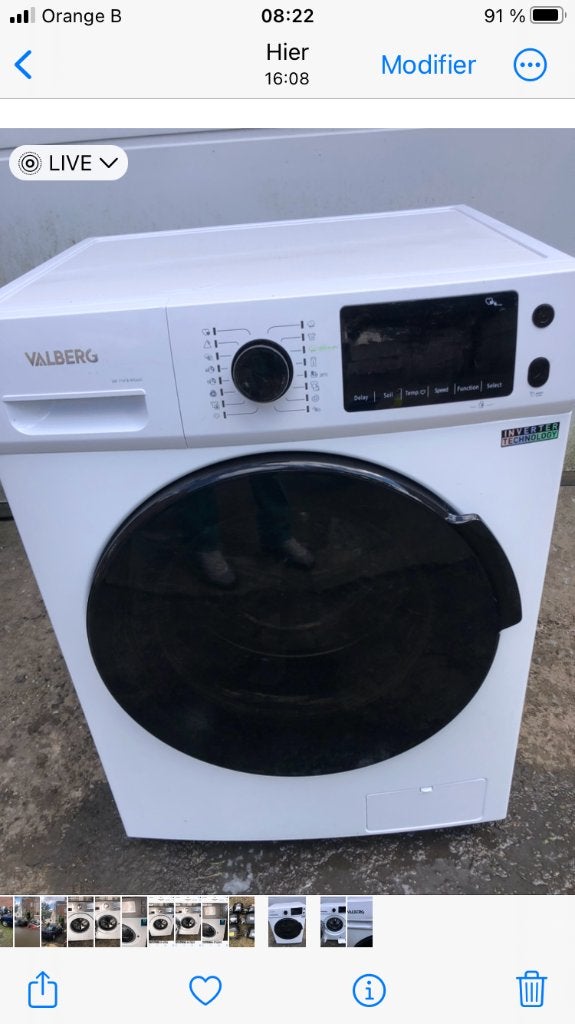 Lave-linge Valberg, 6 à 8 kg, Enlèvement, 1200 à 1600 tours, Programme court