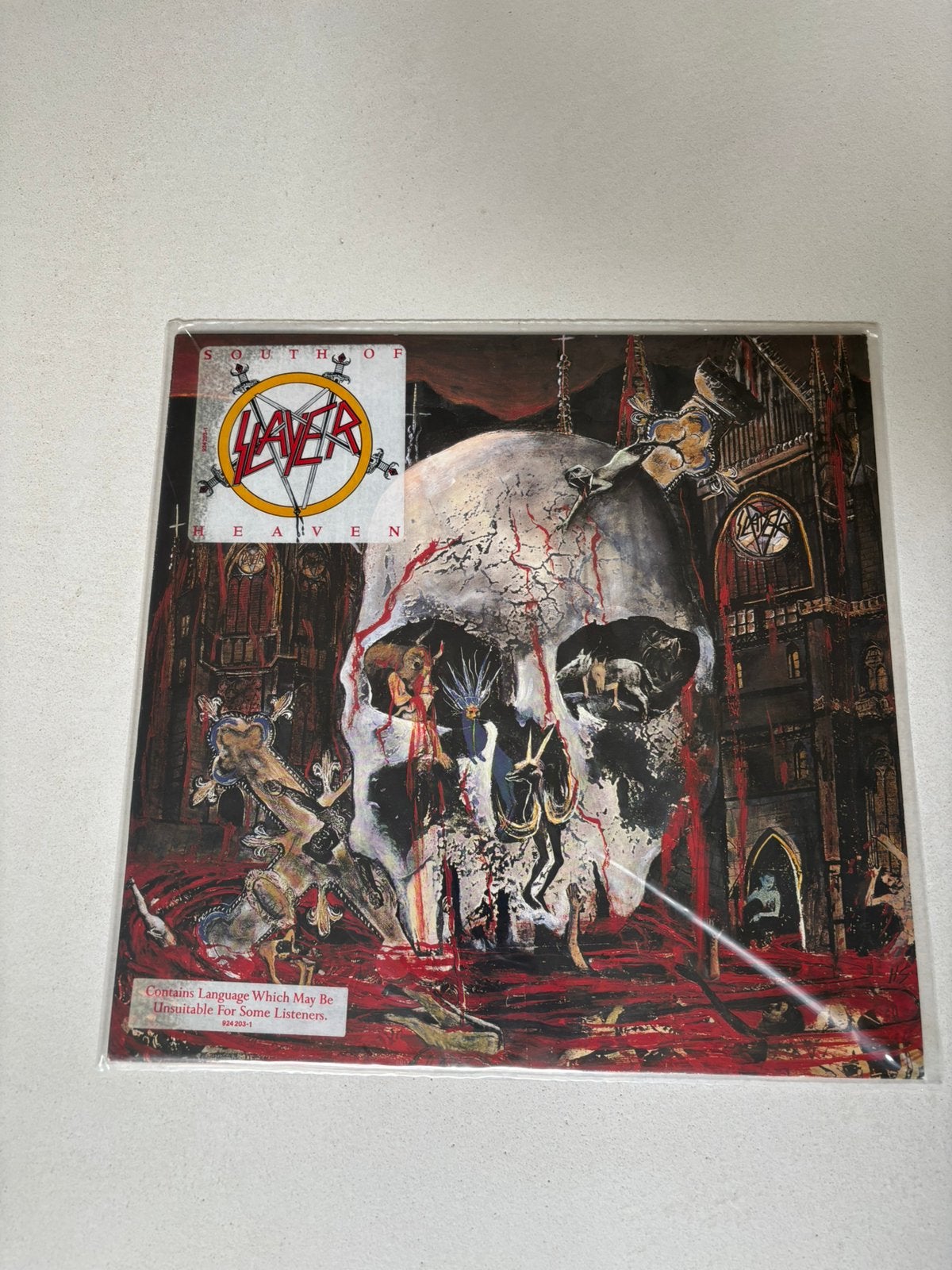 Lp slayer - south of heaven 1988 persing vinyl vg+, Cd's en Dvd's, Vinyl | Hardrock en Metal, Ophalen of Verzenden, Zo goed als nieuw