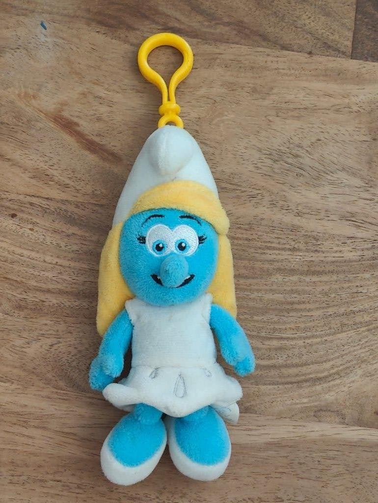 De Smurfen - Smurfin pluche knuffelclip, Verzamelen, Smurfen, Ophalen of Verzenden, Zo goed als nieuw, Smurfin