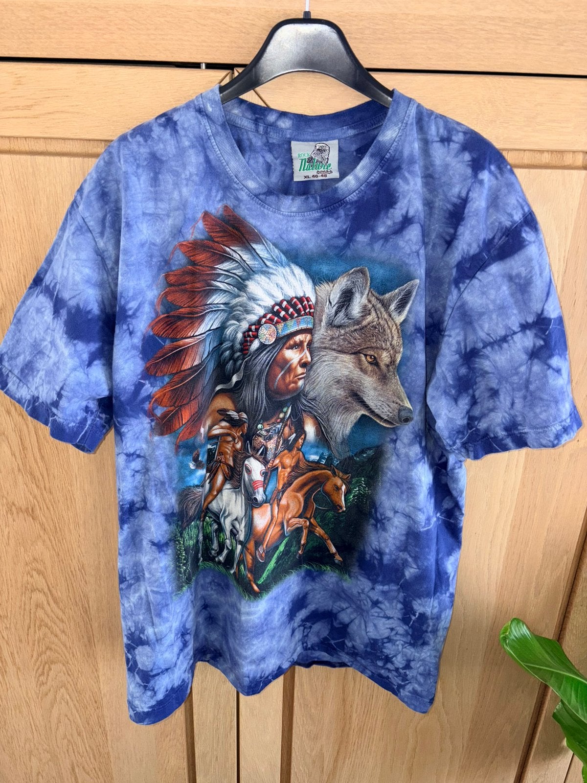 Vintage tie dye T-shirt Rock Eagle Native American - XL, Enlèvement ou Envoi, Taille 56/58 (XL), Bleu, Rock Eagle