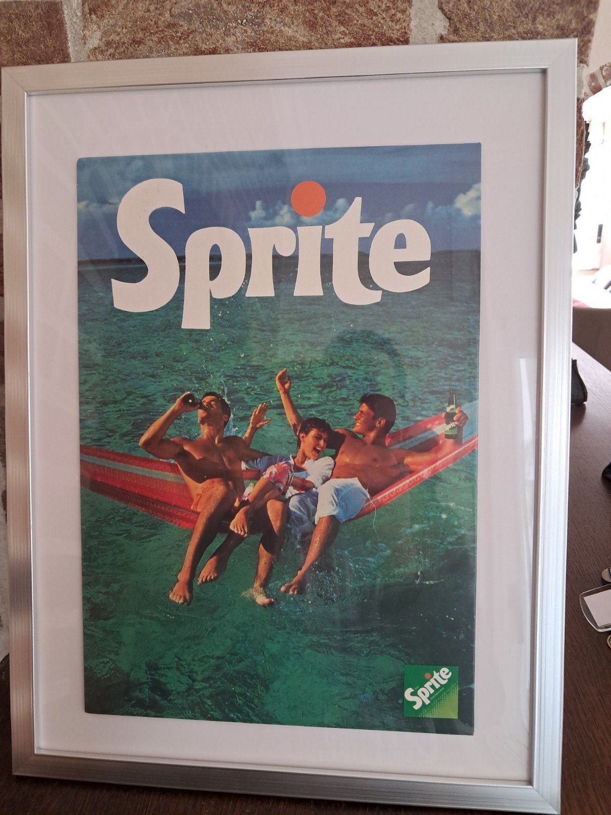 vintage Sprite-reclame 1987 in mooie kader, Ophalen of Verzenden, Zo goed als nieuw, Reclamebord