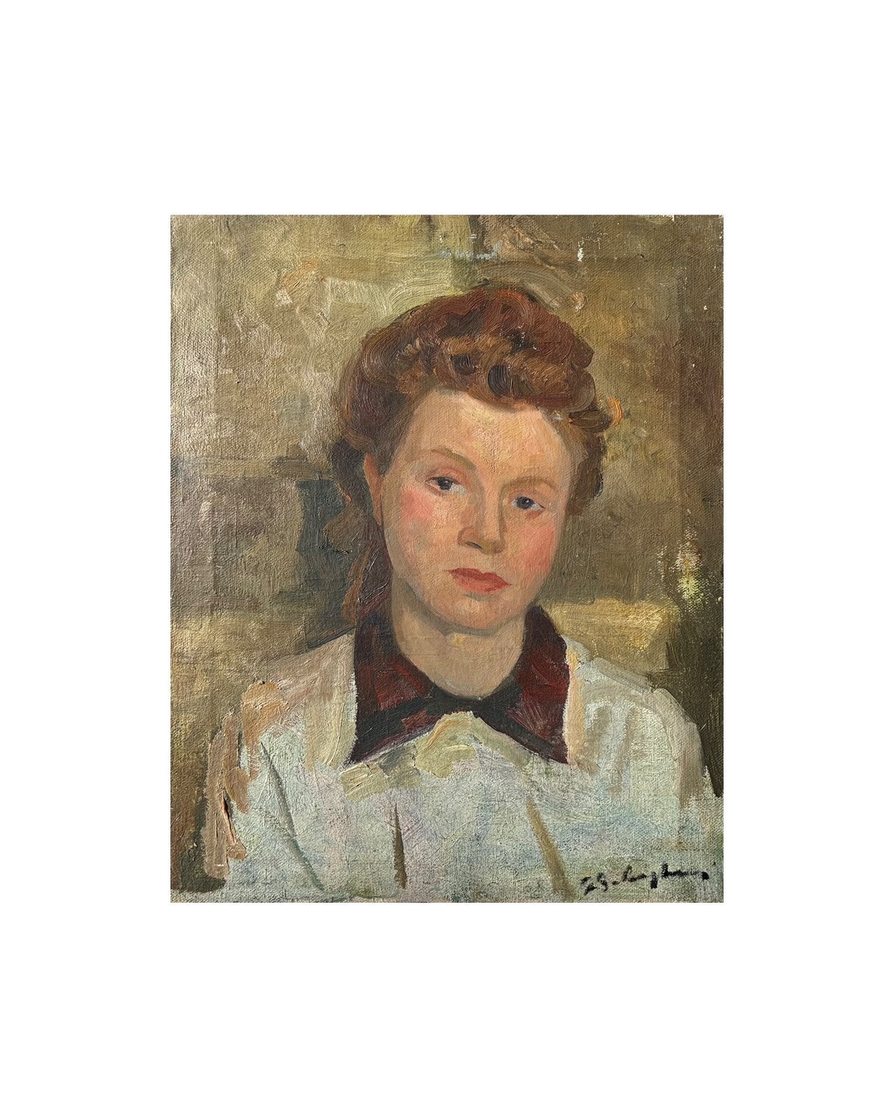 Huile sur toile d'un portrait de femme par G. Balenghien, Antiquités & Art, Art | Peinture | Classique, Portrait ou Personnes