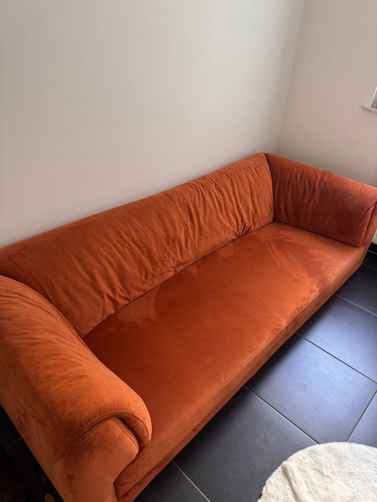 Oranje retro 3 zit, Ophalen, Minder dan 75 cm, Vintage/Retro, Stof