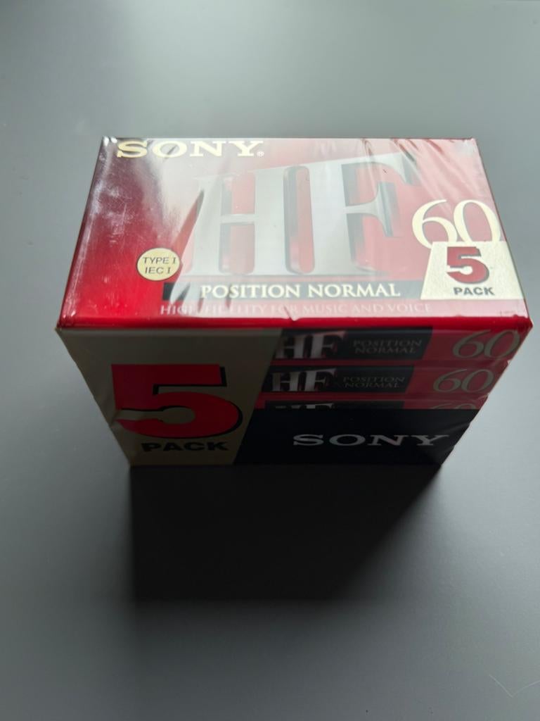 Nieuwe muziek cassettes Sony HF 60 - 5 stuks sealed, Ophalen of Verzenden, Nieuw in verpakking, 2 t/m 25 bandjes, Onbespeeld
