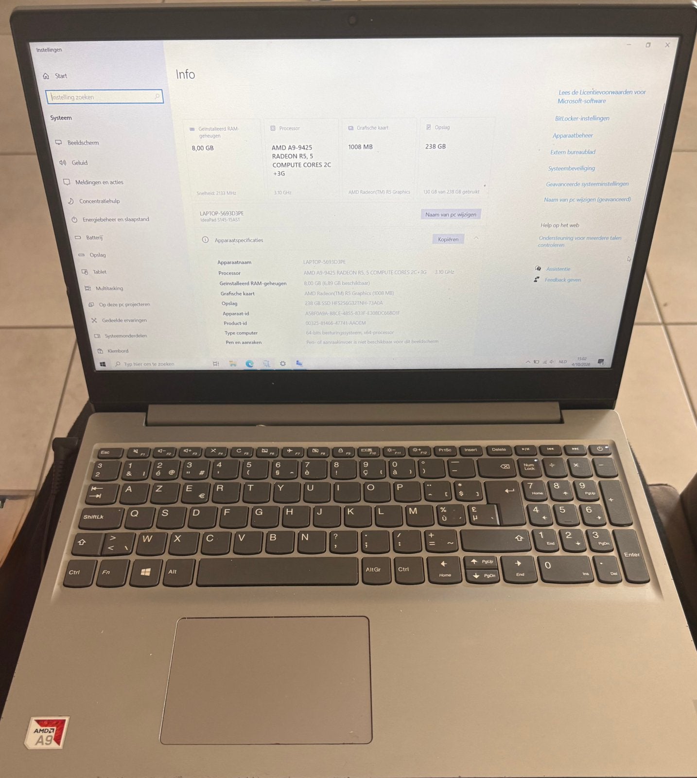 Lenovo laptop, Computers en Software, Ophalen, Zo goed als nieuw, SSD