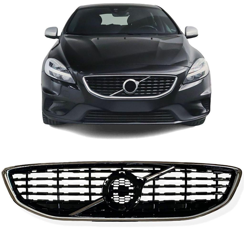 Grill Hoogglans Zwart Chrome Voor Volvo V40 Vanaf 2016 t/m 2, Envoi