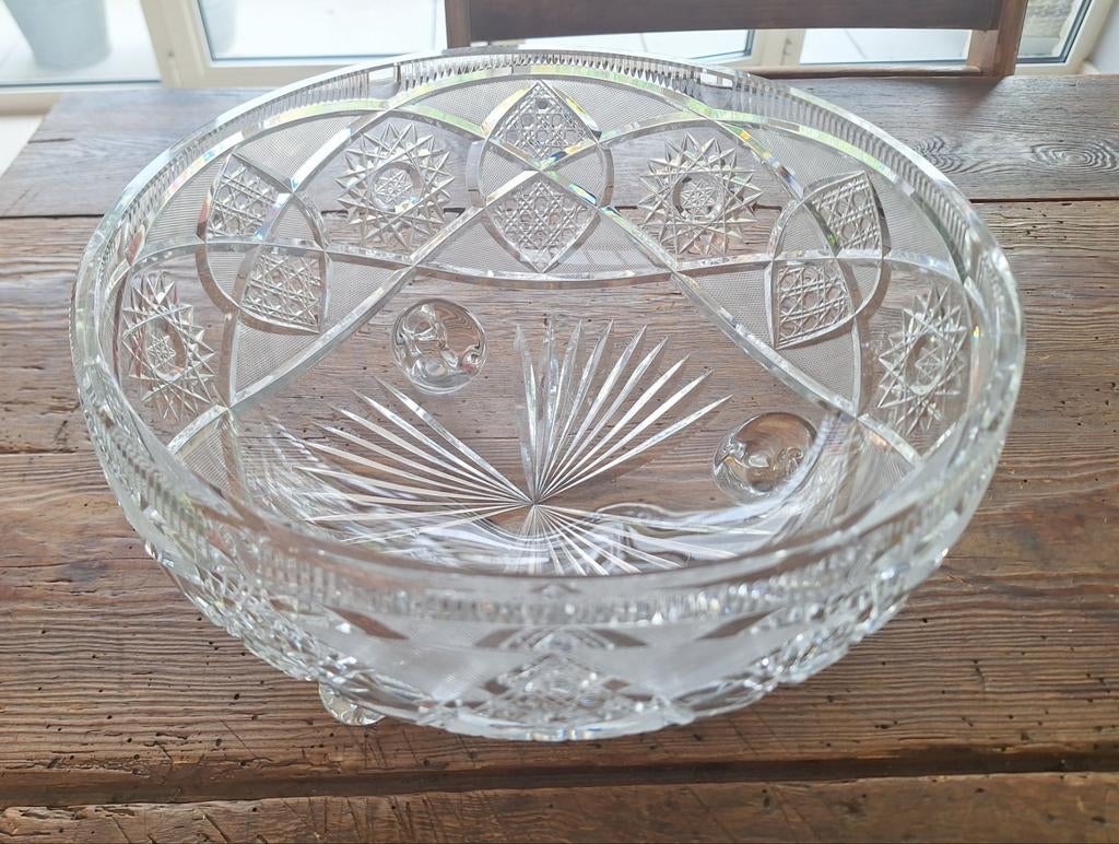 Vintage Boho kristal schaal, Huis en Inrichting, Ophalen of Verzenden, Schaal