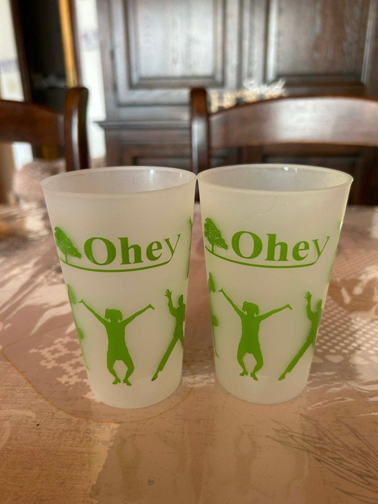 Lot de deux gobelets Ohey, Verre ou Verres, Comme neuf, Enlèvement, Autres styles