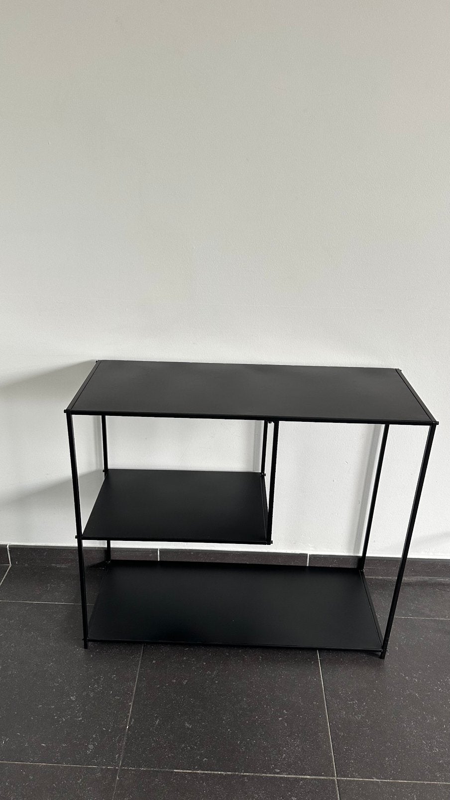 Console van zwart metaal, Huis en Inrichting, Tafels | Sidetables, Ophalen, Gebruikt, Metaal