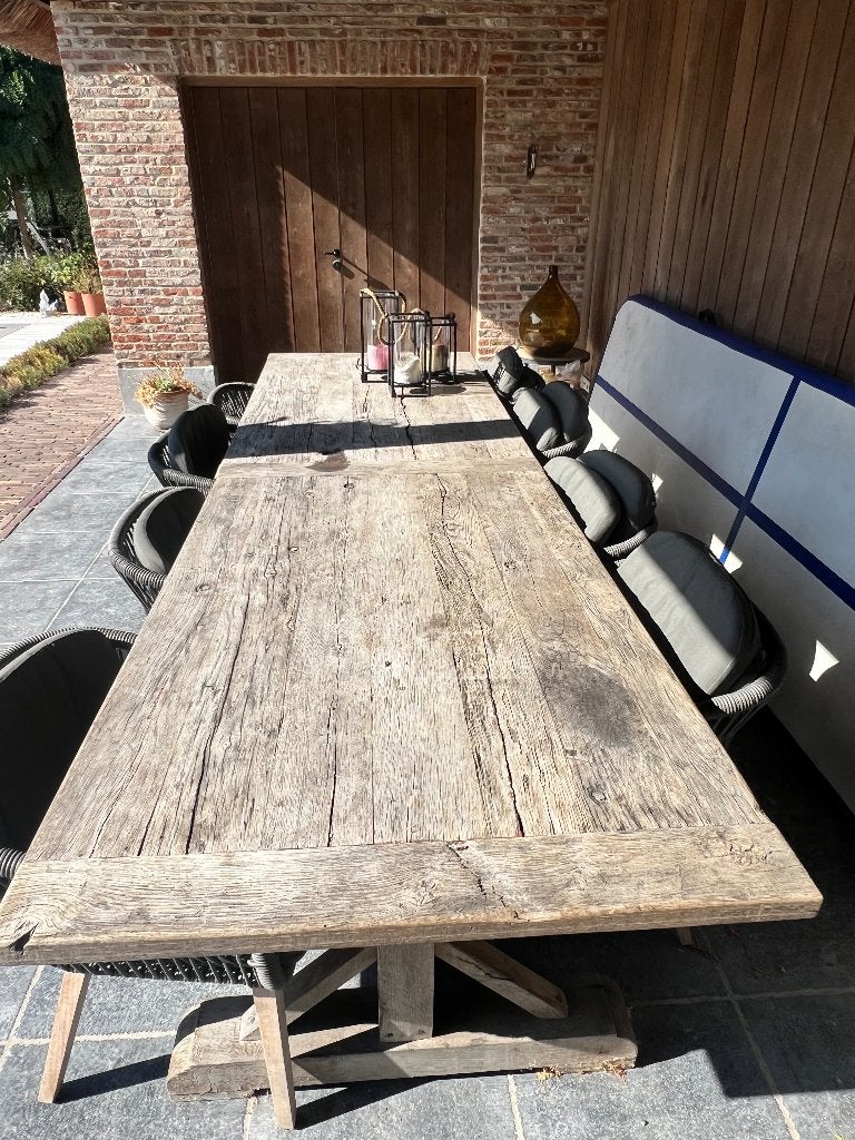 Kloostertafel met stoelen, Ophalen, Gebruikt, Eikenhout, 200 cm of meer