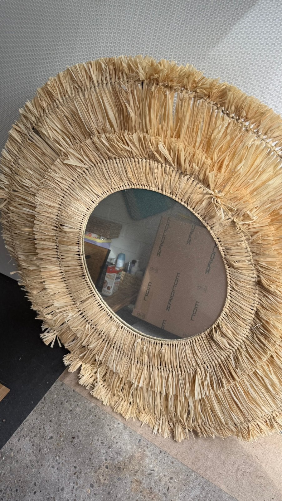 Grote spiegel Ibiza style, Huis en Inrichting, Woonaccessoires | Spiegels, Ophalen, 100 tot 150 cm, Rond, Zo goed als nieuw