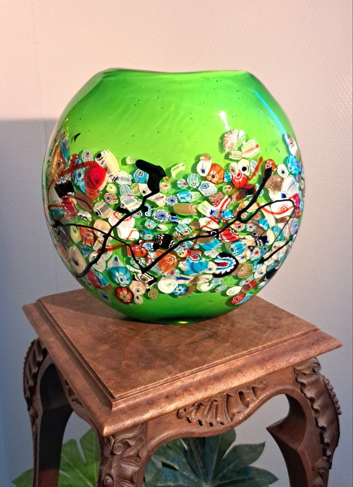 Vase Boule Murano Vintage verre soufflé Millefiori, Antiquités & Art, Enlèvement ou Envoi