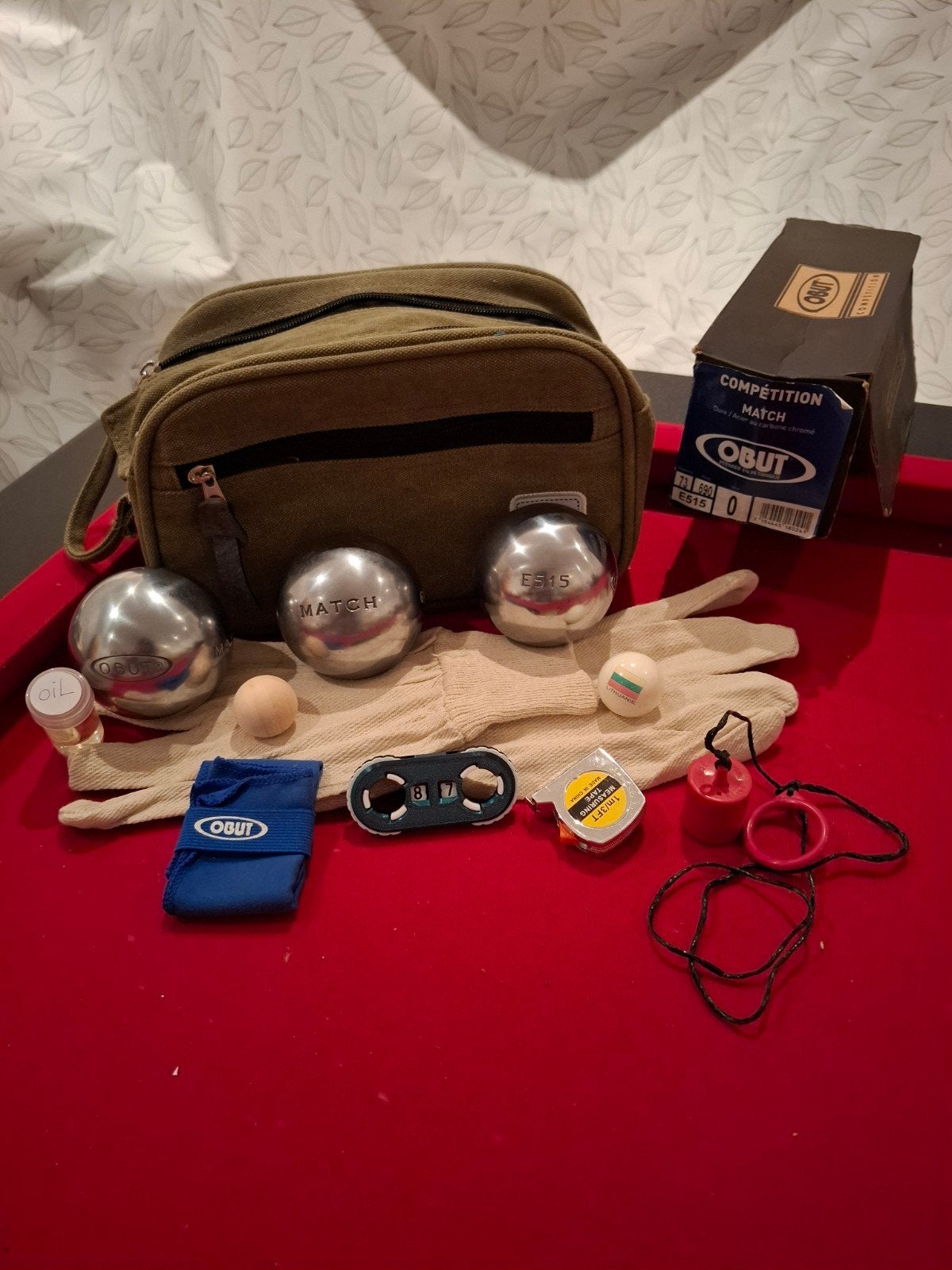 Obut en JB petanque wedstrijd set met accessoires., Enlèvement ou Envoi
