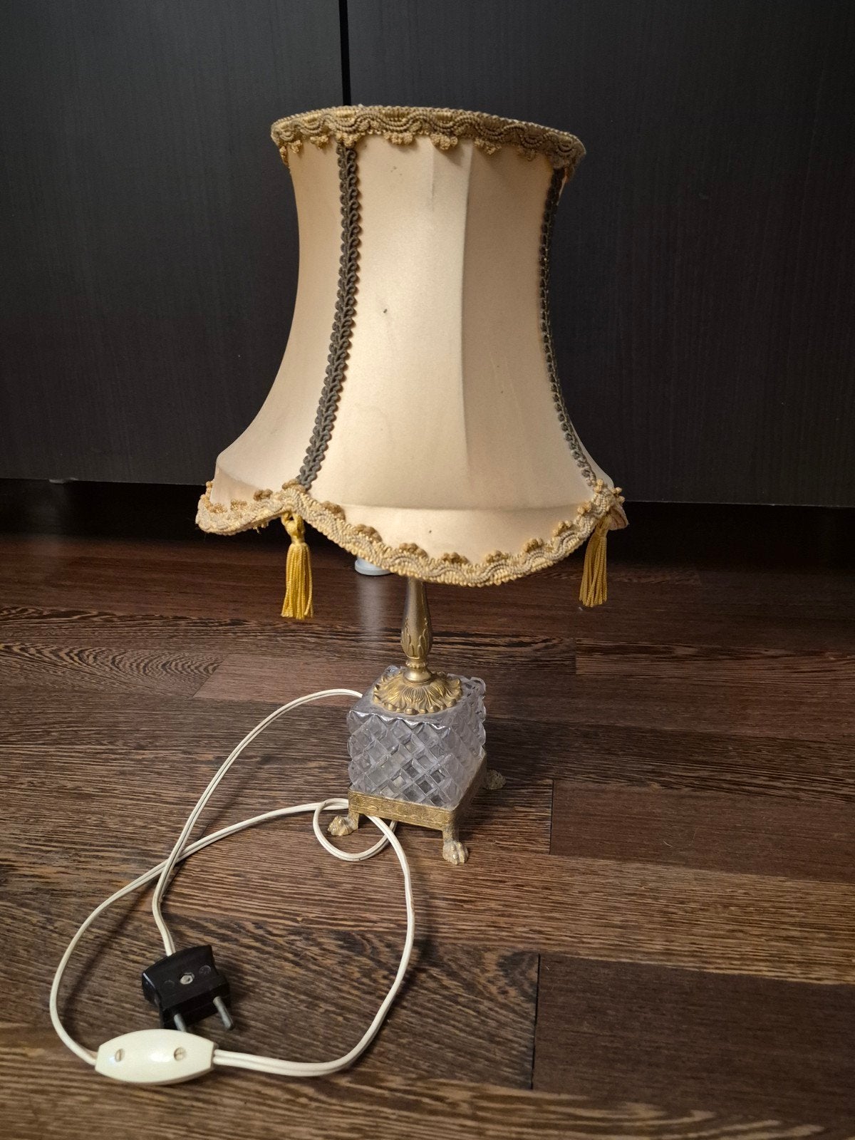Lampe de table années 70, Doré, Vintage, Enlèvement ou Envoi, 42 cm
