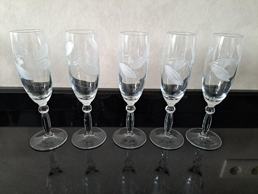 5 champagneglazen, Huis en Inrichting, Ophalen, Zo goed als nieuw, Glas, Glas of Glazen