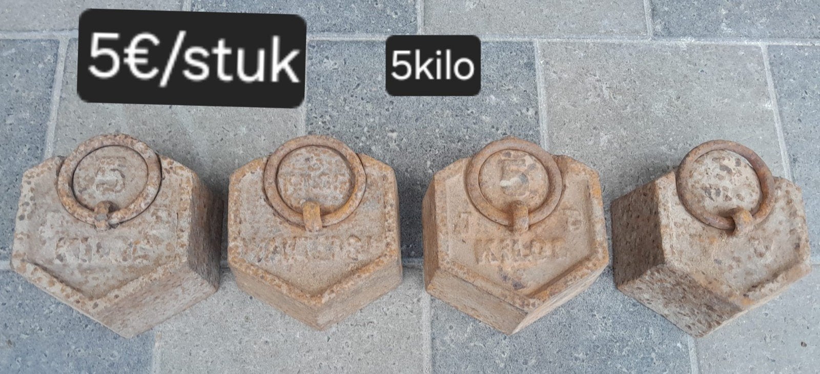 antieke bascuul gewichten 5kg, Ophalen