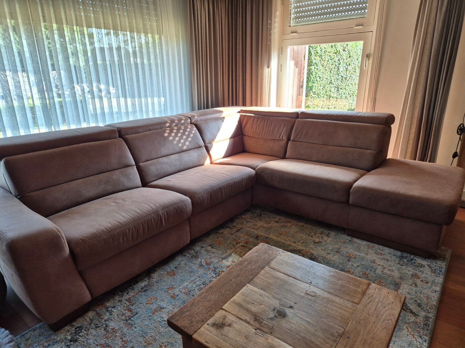 Comfortabele L hoekzetel in bruin lederlook, Ophalen, Gebruikt, Leer, All round