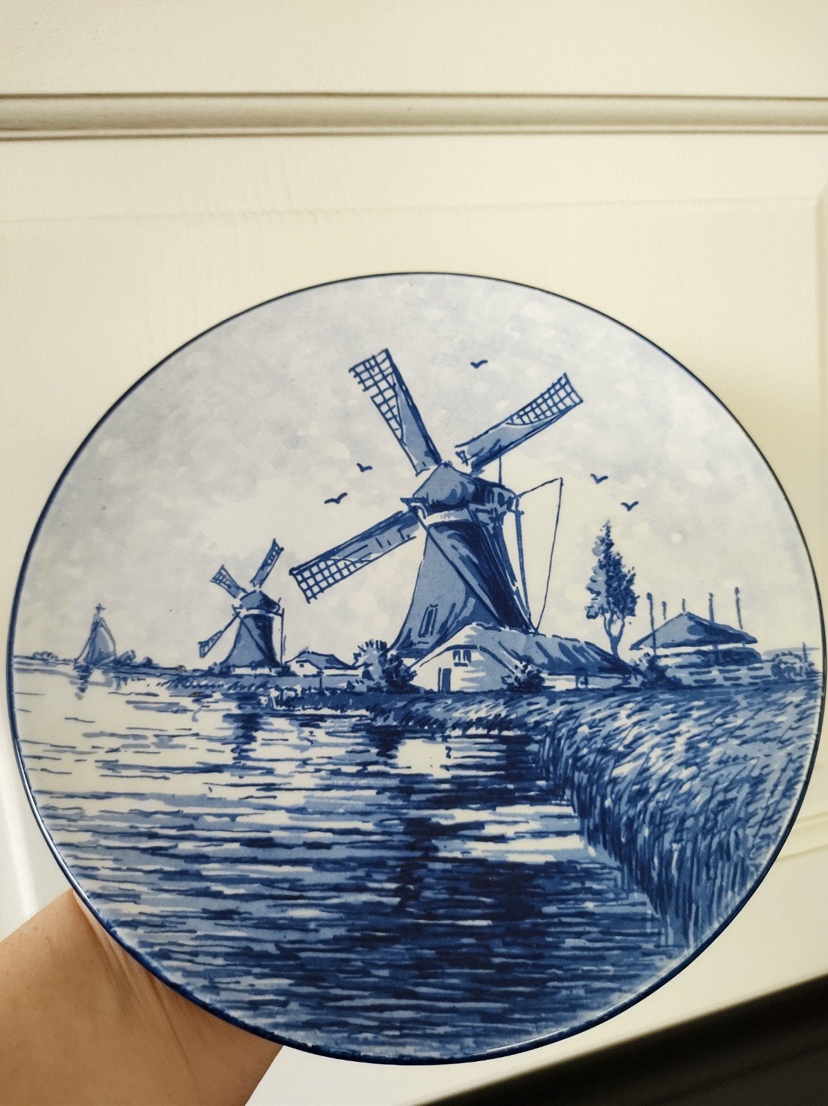 Vintage Delfts blauw wandbord 20cm, heel goede staat, Antiek en Kunst, Antiek | Wandborden en Tegels, Ophalen of Verzenden
